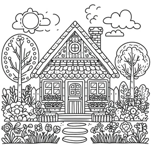 Charming Cottagecore Coloring Page