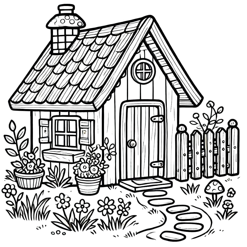 Children's Cottagecore Coloring Page Coloring Page