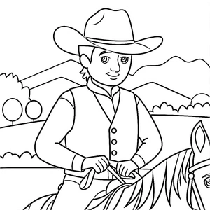 An Ecstatic Cowpoke Coloring Page