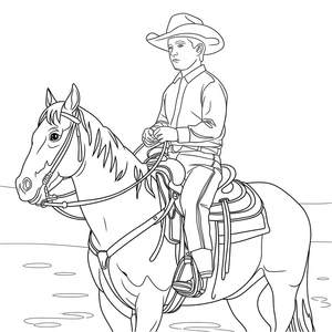Great Cowboy Coloring Page