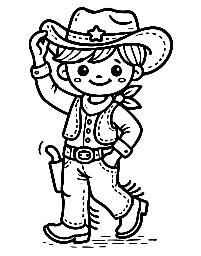Kind Cowboy Coloring Page