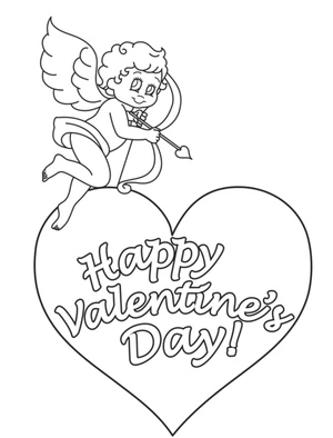 Cupid Celebrating Valentine's Day Coloring Page