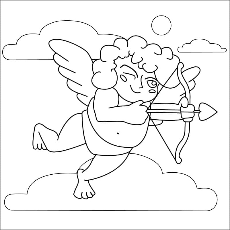 Cupid's Valentine Coloring Page