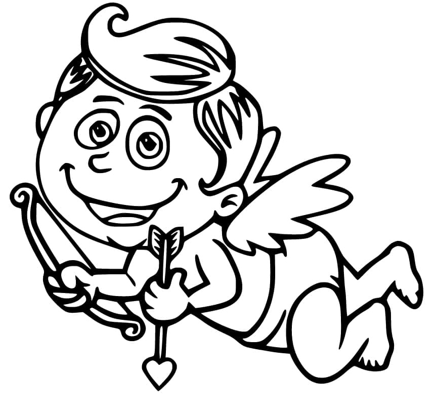 Cute Valentine's Day Cupid Coloring Page