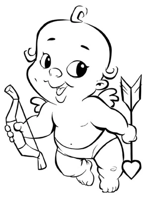 Valentine's Cupid Baby Coloring Page