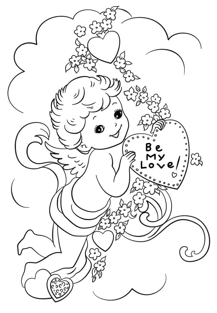 Valentine's Cupid, Be My Love Coloring Page