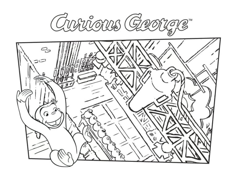 Funny Curious George Coloring Page