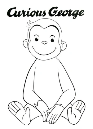 George Sitting and Smiling Coloring Page