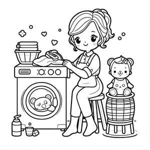 Daily Laundry Routine Coloring Page