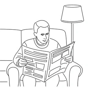 Daily Routine: Reading the Newspaper Coloring Page
