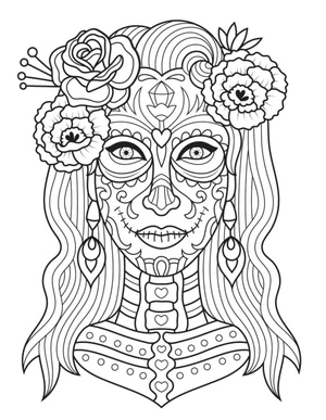 Day of the Dead Girl Portrait Coloring Page