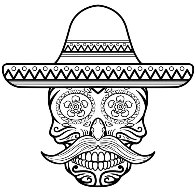 Day of the Dead Skull Coloring Page