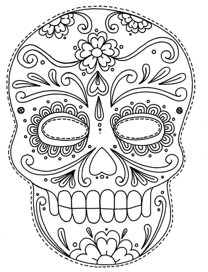 Patterned and Floral Skull Coloring Page Coloring Page