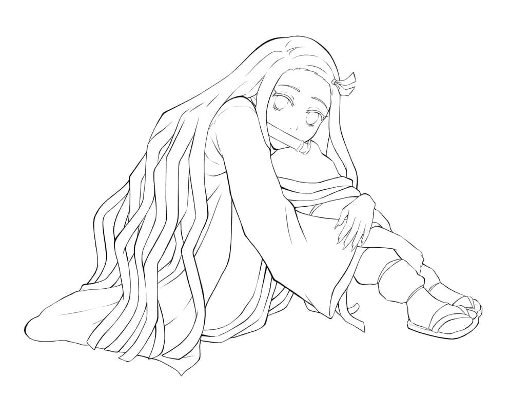 Coloring Page: Nezuko from the Demon Slayer Series Coloring Page
