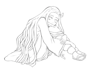 Coloring Page: Nezuko from the Demon Slayer Series Coloring Page