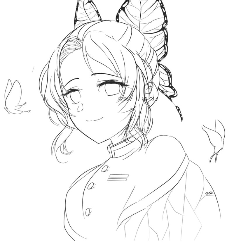 Shinobu Kocho from Demon Slayer Coloring Page