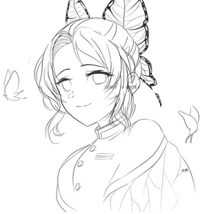 Shinobu Kocho from Demon Slayer Coloring Page