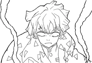 Zenitsu from Demon Slayer Coloring Page