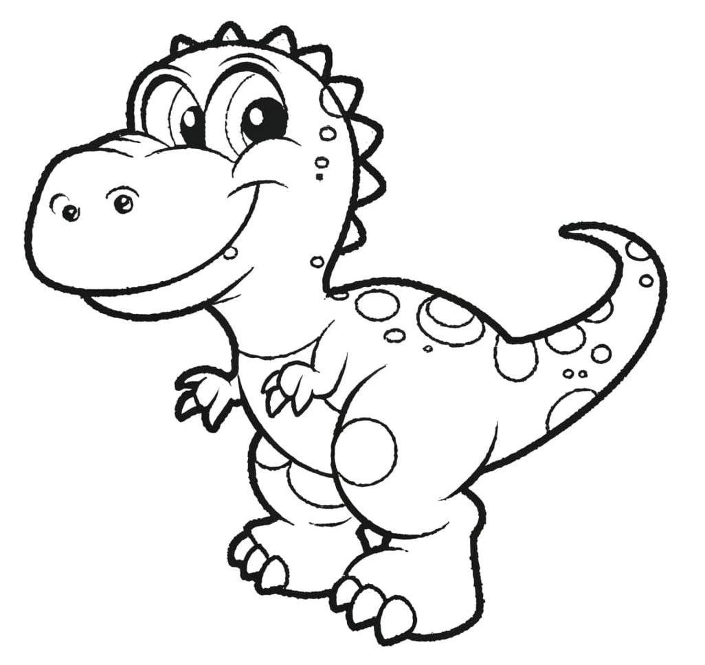 Smiling Cartoon Dinosaur Coloring Page