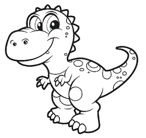 Smiling Cartoon Dinosaur Coloring Page