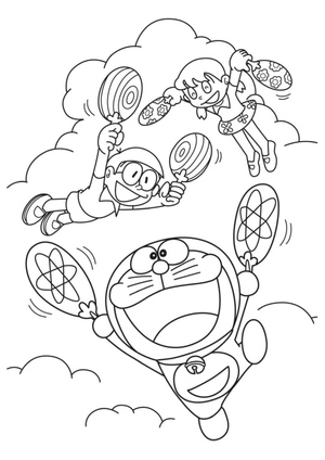 Doraemon Flying in the Sky