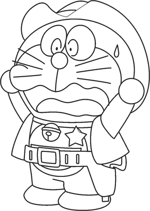 Doraemon the Cowboy Coloring Page