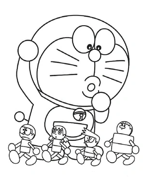 Doraemon with Toys Coloring Page
