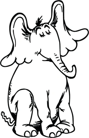 Elephant with Big Ears Following Directions Coloring Page
