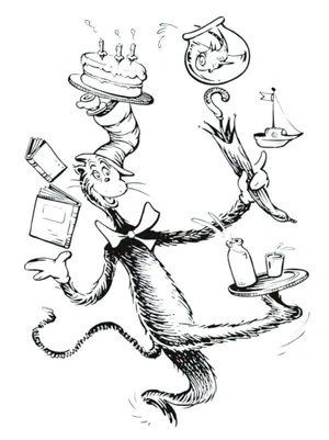Talented Cat in a Hat Coloring Page