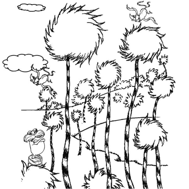 The Lorax Watching Over the Trees Coloring Page