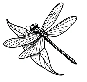 Dragonfly and Leaf Coloring Page