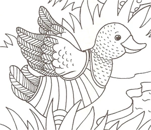 Duckling attempts to take flight Coloring Page