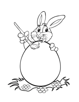 Easter Bunny Decorating Eggs Coloring Page