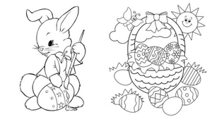 "Even the Sun and Butterfly Flew In to See the Basket of Chocolate Eggs" Coloring Page