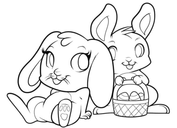 Rabbits are the primary symbol of Easter. Coloring Page