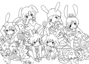 Easter Anime Coloring Page