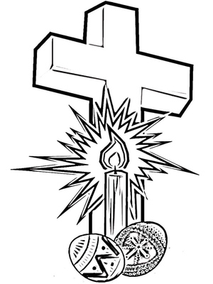 Easter Cross and Easter Eggs