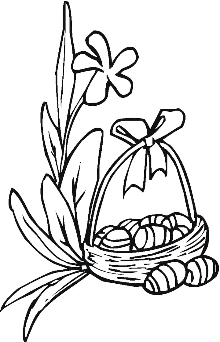 Flower-filled Easter Basket Coloring Page