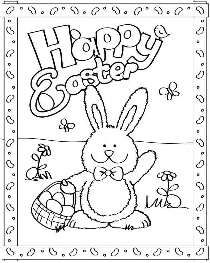 Happy Easter Free Printable  Coloring Page