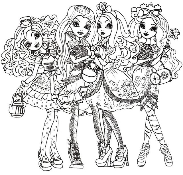Characters from Ever After High Coloring Page