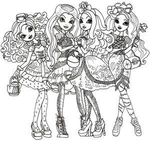 Characters from Ever After High Coloring Page