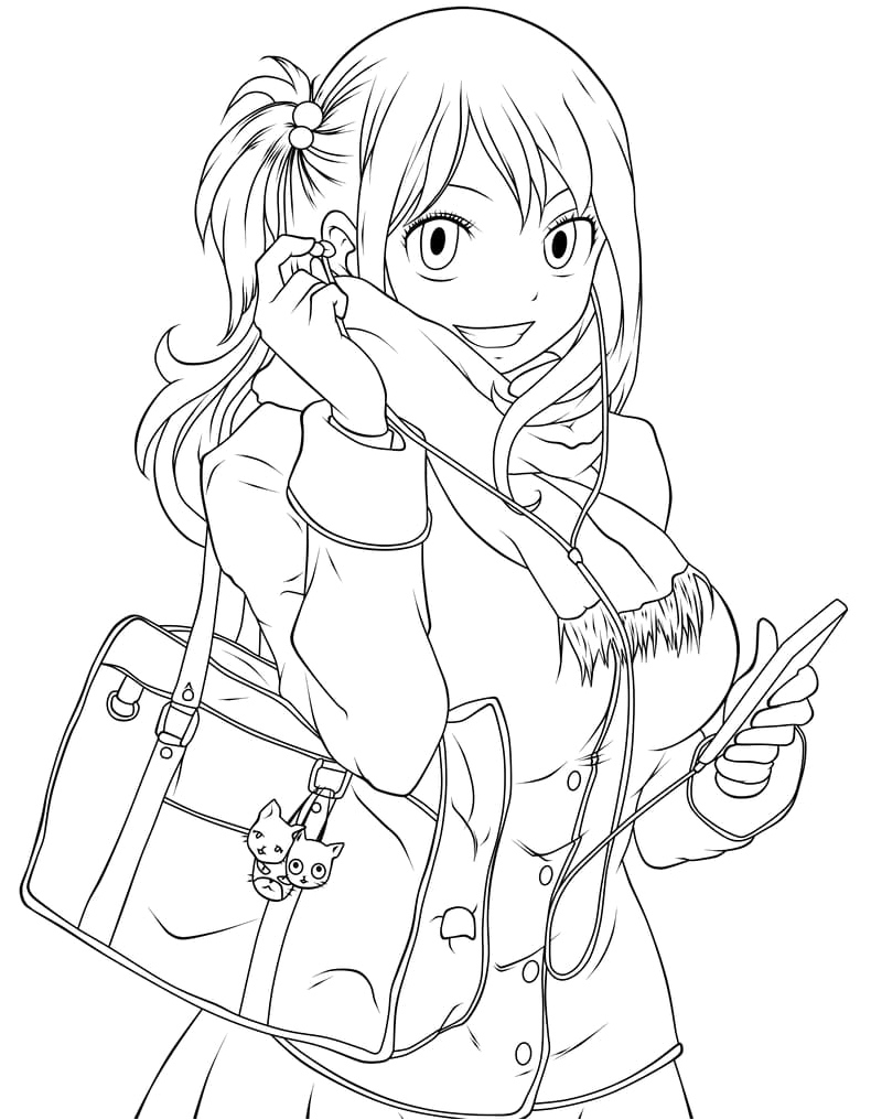 Lucy Heartfilia, a character from the anime series Fairy Tail. Coloring Page