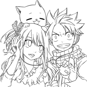 Lucy, Natsu, and Happy