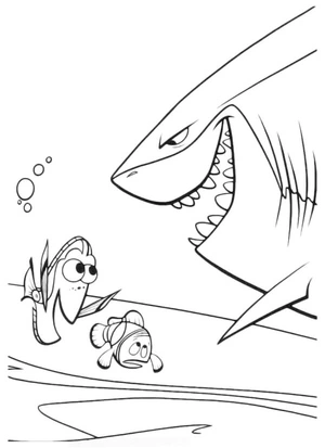 Bakken's Encounter with Nemo and Dory Coloring Page