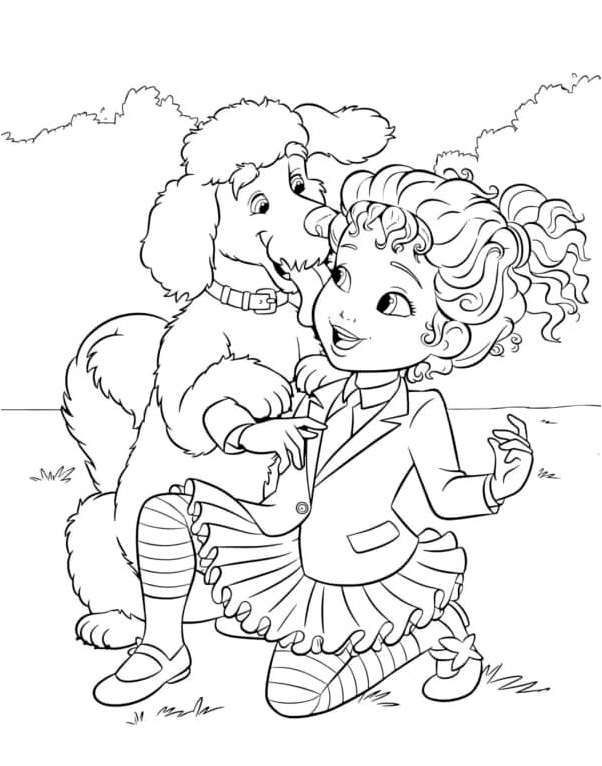 Nancy Clancy and Her Dog Coloring Page