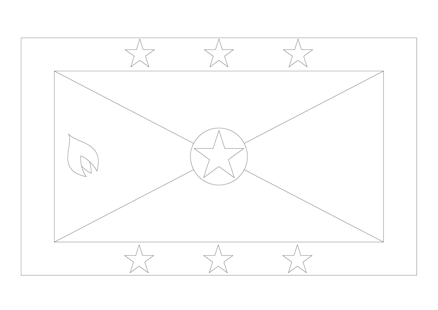 Coloring Page of the Flag of Grenada Coloring Page