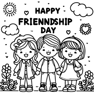 Coloring Page for Celebrating Friendship Happiness