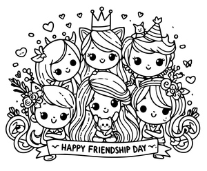 Free Printable Happy Friendship Day Coloring Page