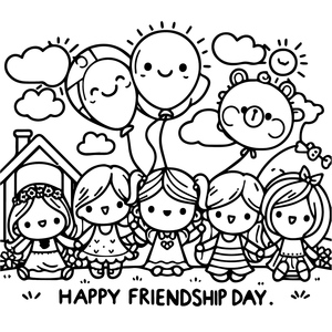 Printable Happy Friendship Day Coloring Page