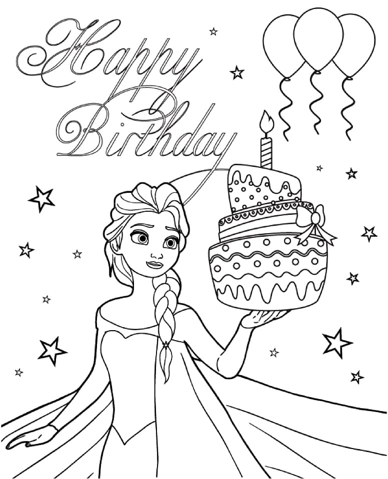 Elsa's Birthday Coloring Page